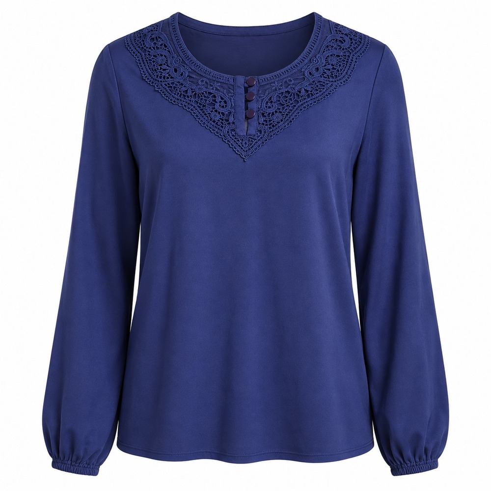 Blair Crochet Lace Trim Blouse Womens Size M Purple Long Sleeve Viscose Boho